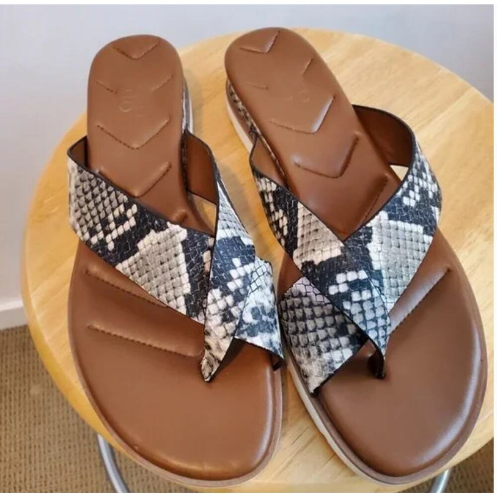 Franco Sarto Darious Deja Snake Print Thong Sandals slides sz 7M